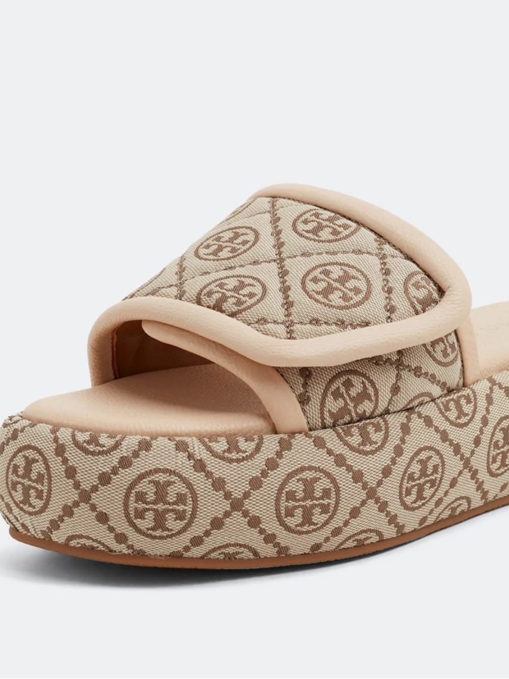 NIB $328 Tory Burch T-Monogram Bubble Slide in Hazel Jacquard Size 9 - Picture 6 of 16